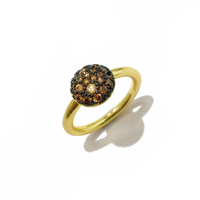 Gorgeous Color Small Mushroom Round Colorful Crystals Female Rings