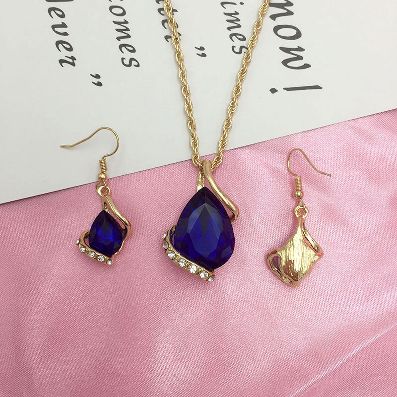 Women's Dinner Wedding Water Drop Heart-shaped Austrian Crystal Zircon Bridal Decorations Necklaces