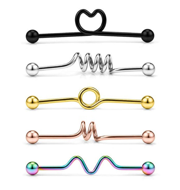 Piece Piercing Industrial Long Brush Holder Earrings