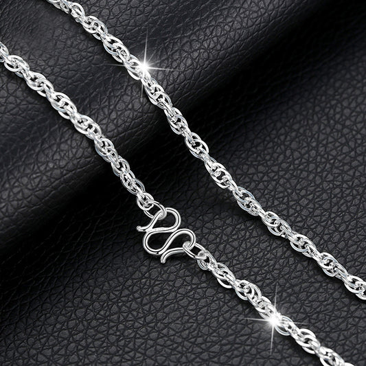 Women's & Men's Sier Clavicle Chain Pure Square Water Wave Sweater Long Necklace
