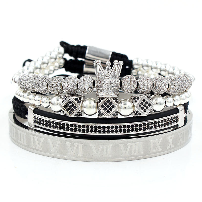 Rhinestone Ball Diamond Double Row Crescent Combination Bracelets