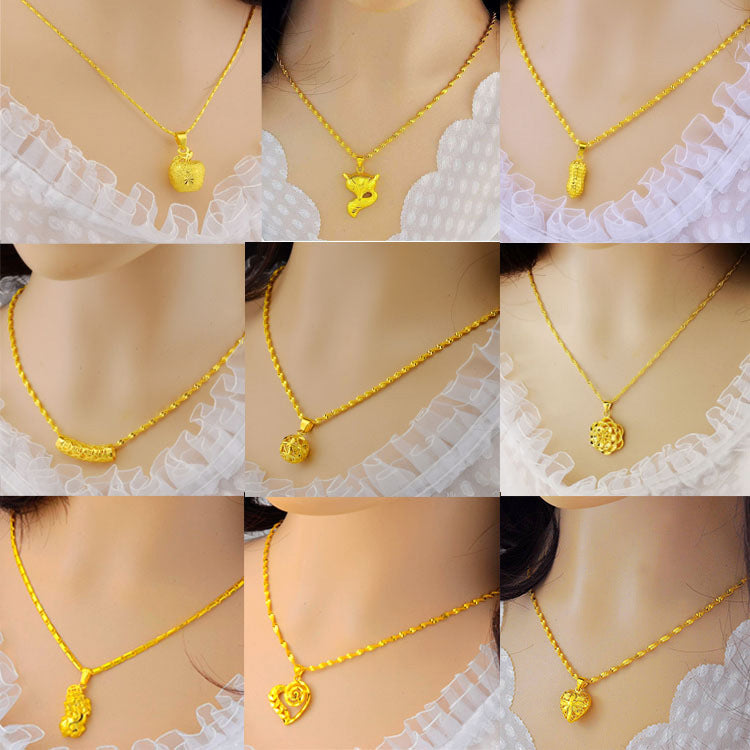 Chain Brass Double Water Wave Rose Necklace