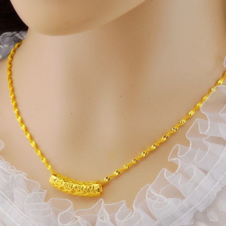Chain Brass Double Water Wave Rose Necklace