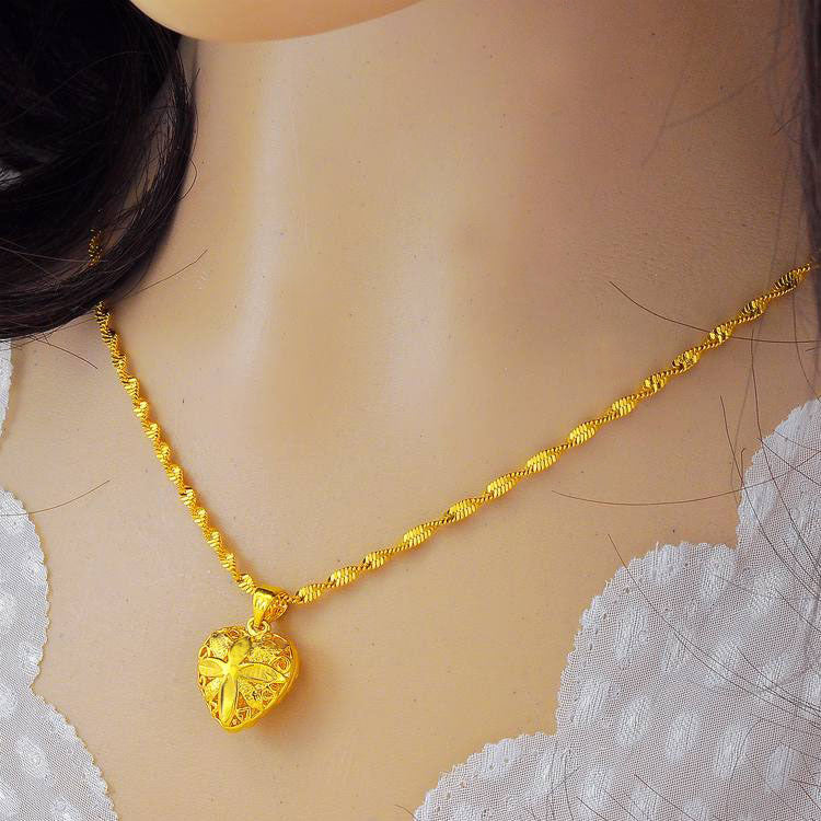 Chain Brass Double Water Wave Rose Necklace