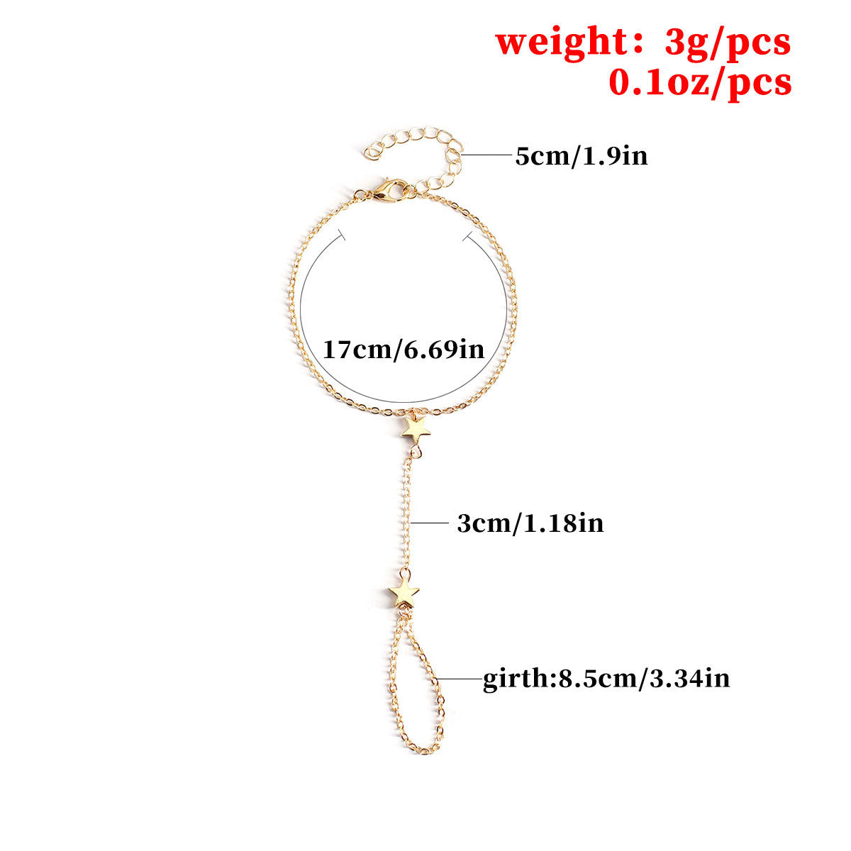 Simple Connecting Finger Five-pointed Star Accessories Alloy Bracelets