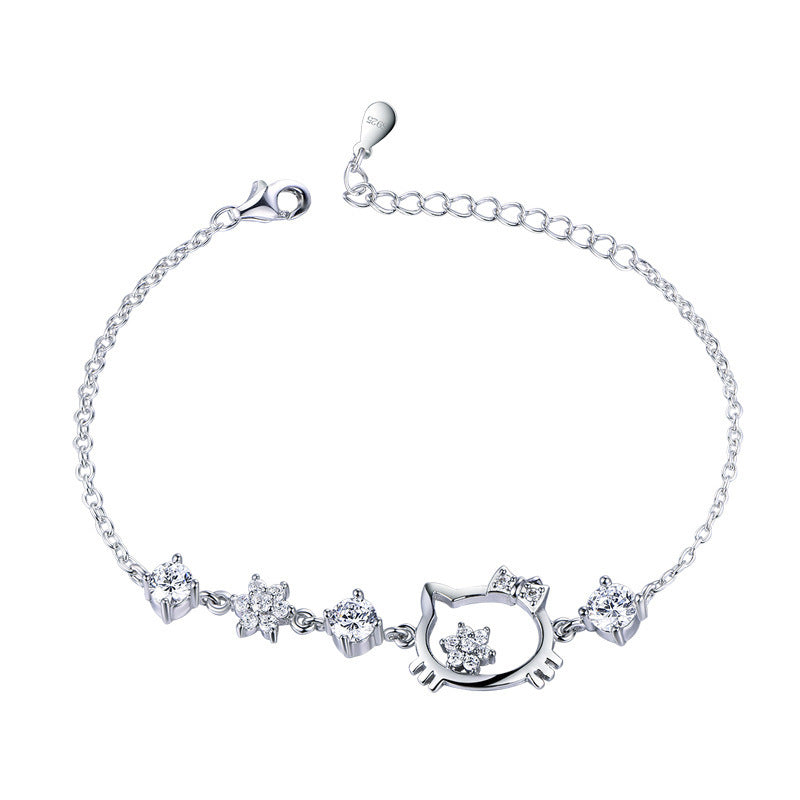 Bracelets cadeaux en argent Sterling pour femme, Hello Cat