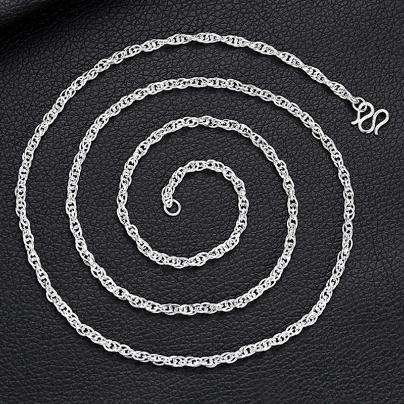 Women's & Men's Sier Clavicle Chain Pure Square Water Wave Sweater Long Necklace