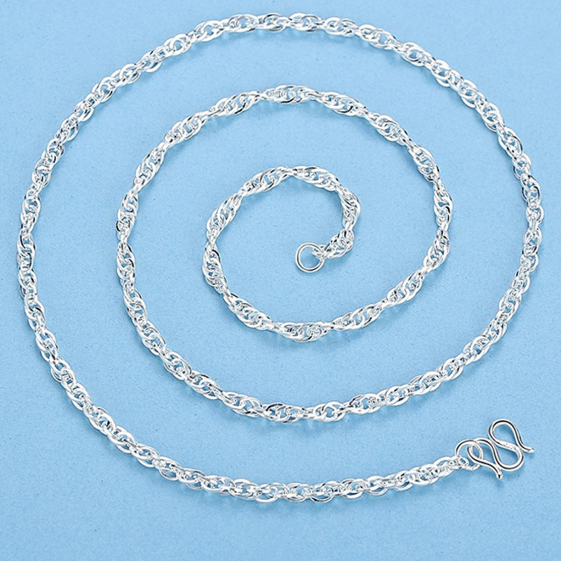 Women's & Men's Sier Clavicle Chain Pure Square Water Wave Sweater Long Necklace