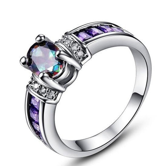 Women's Colorful Stone Purple Diamond Alloy Ornament Rings