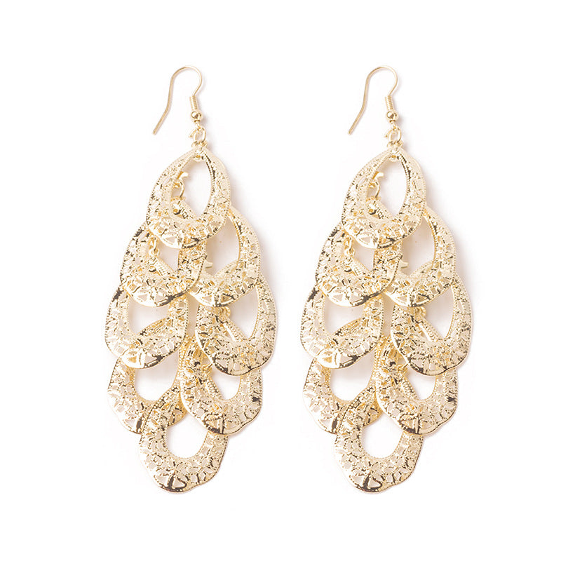 High Profile And Generous Long Hollow Earrings