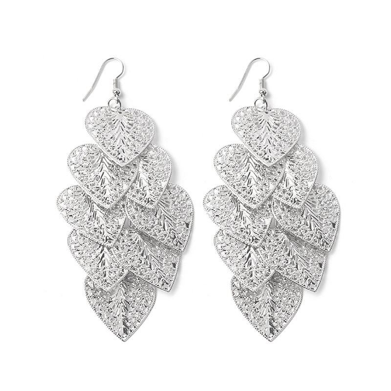 High Profile And Generous Long Hollow Earrings