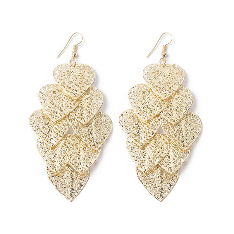 High Profile And Generous Long Hollow Earrings