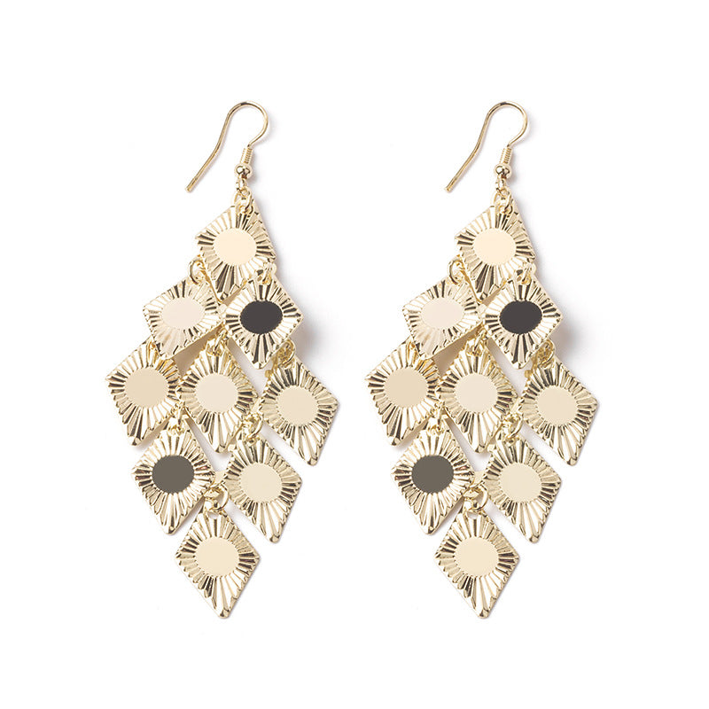 High Profile And Generous Long Hollow Earrings