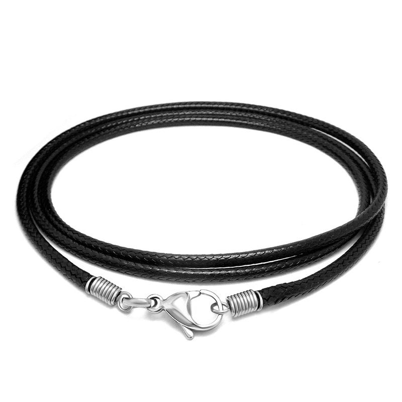 Men's Simple Black Woven Linen Wax Rope Necklaces
