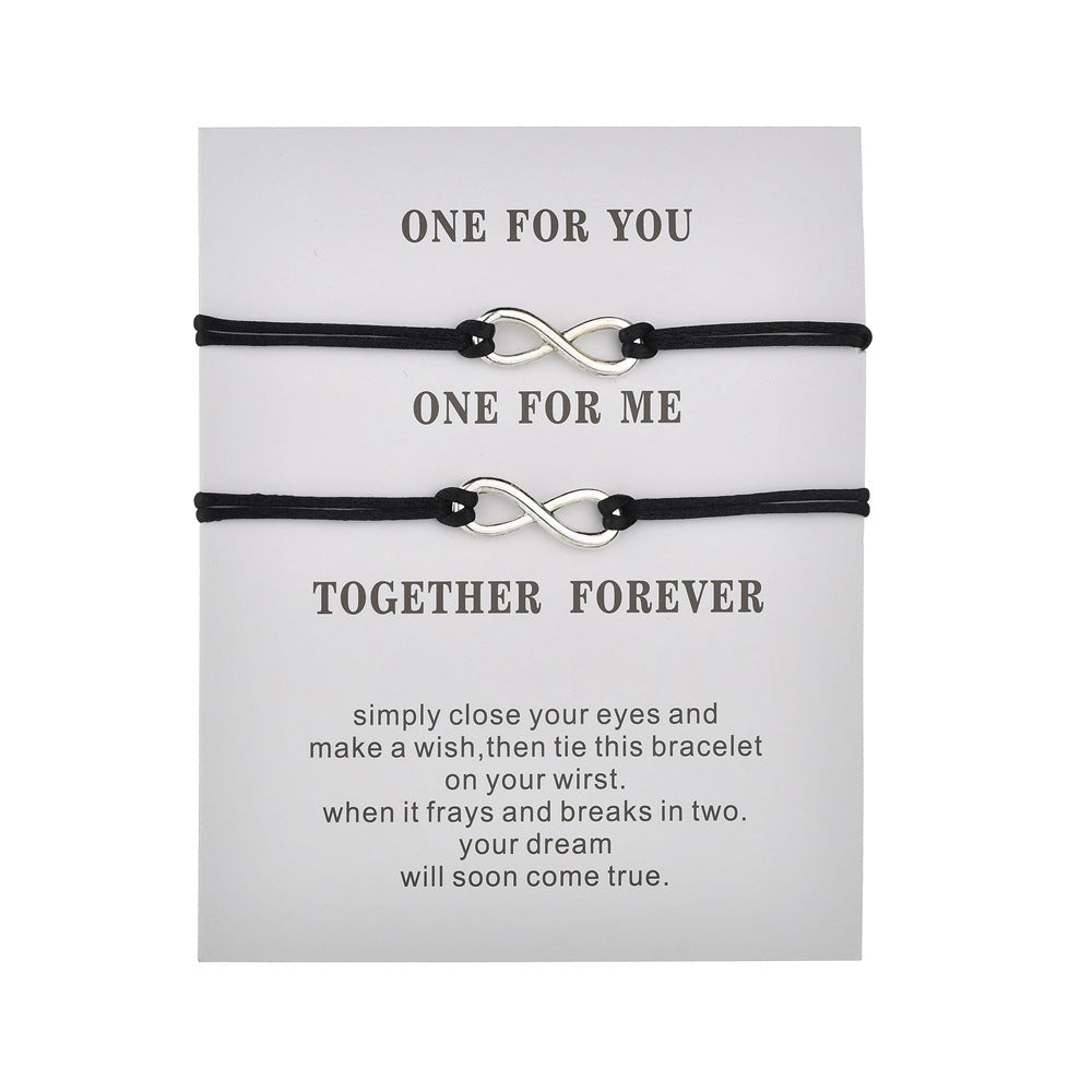 Popular Creative Blessing Card Couple Alloy Bracelets