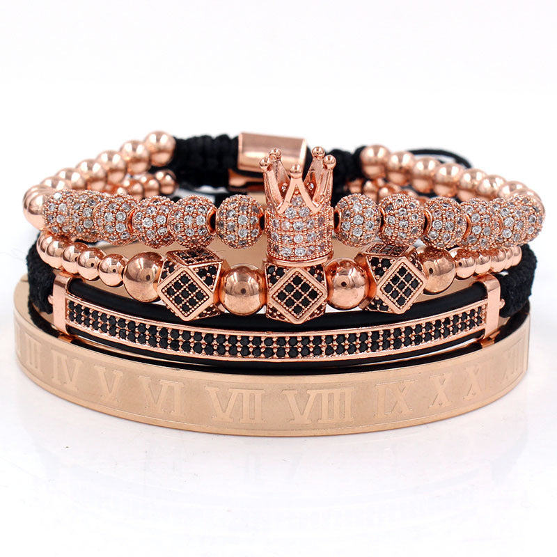 Rhinestone Ball Diamond Double Row Crescent Combination Bracelets