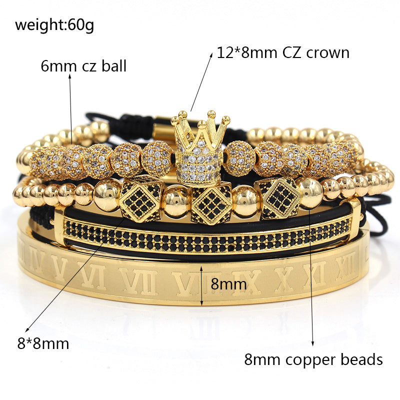 Rhinestone Ball Diamond Double Row Crescent Combination Bracelets