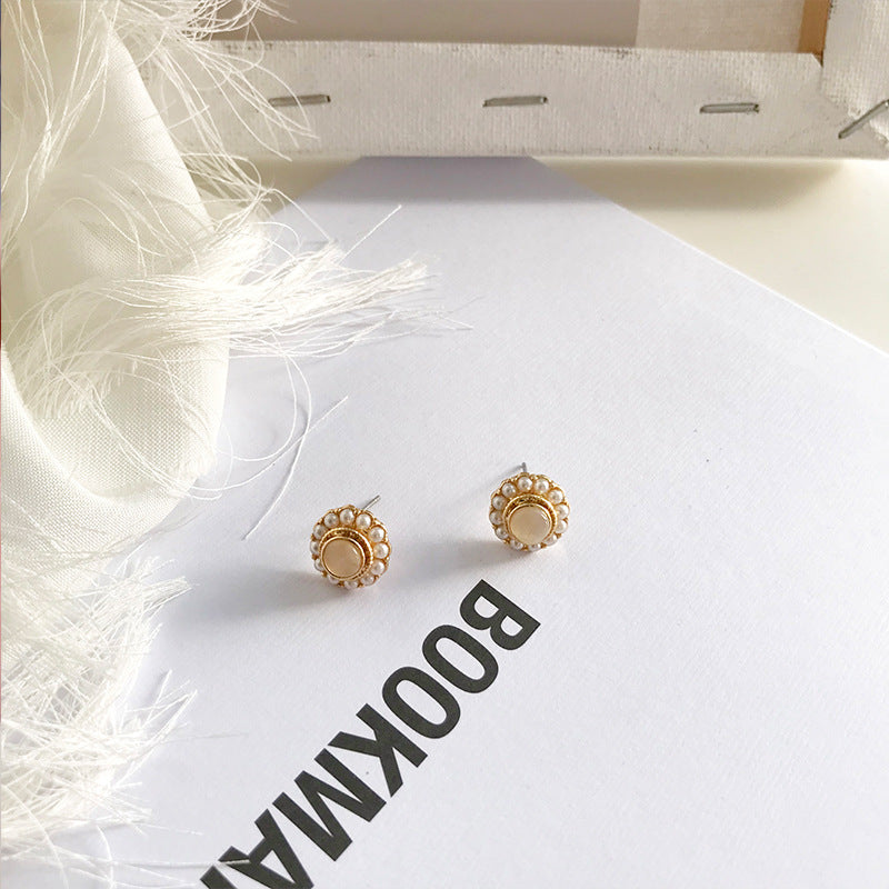 Women's Fresh Yellow Series Pearl Tassel Beautiful Flowers Earrings