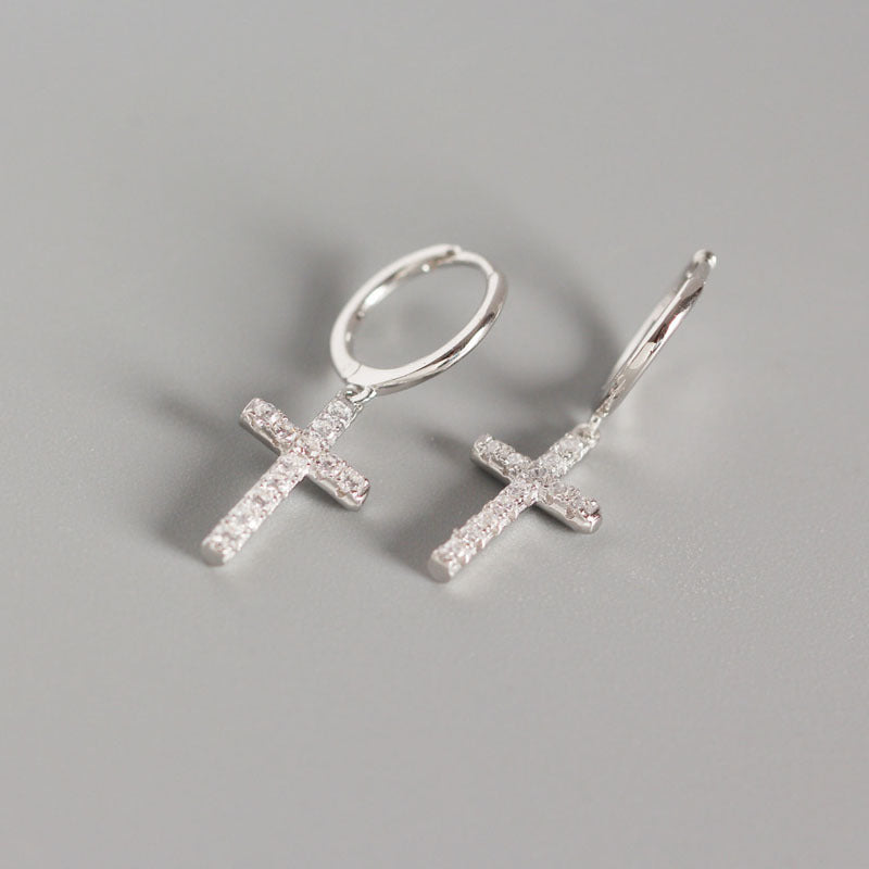 Ear Clip Twin Elegant Cross Diamond Earrings