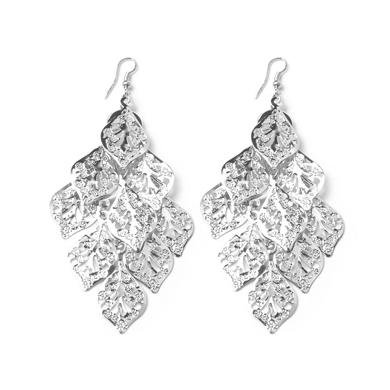 High Profile And Generous Long Hollow Earrings