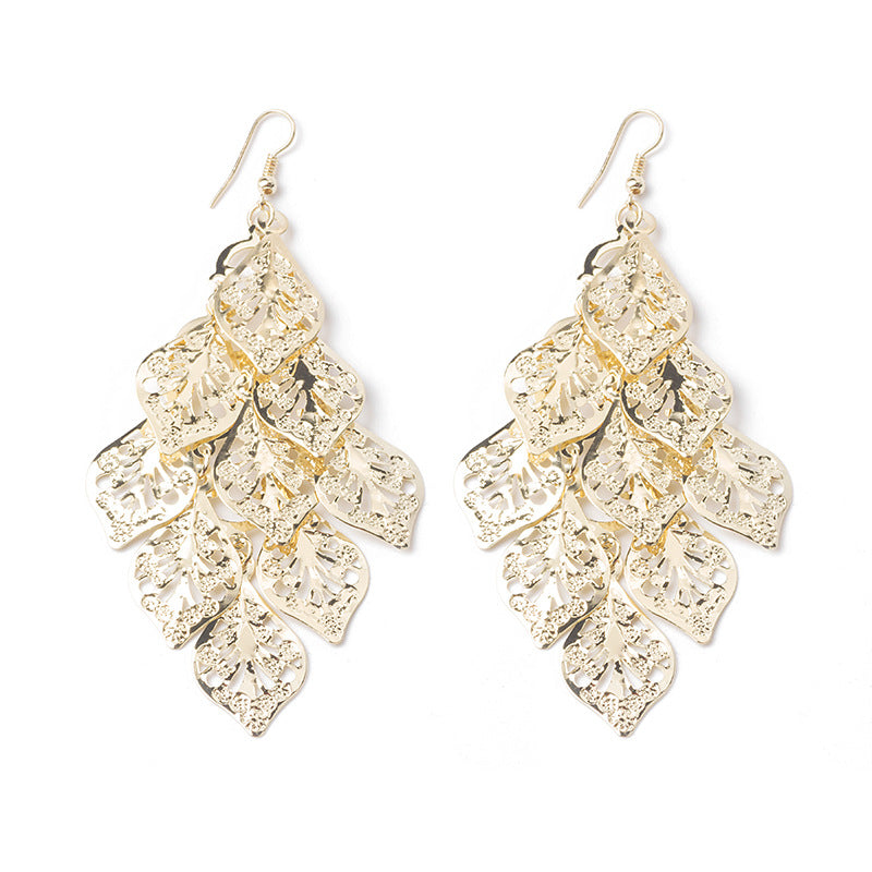 High Profile And Generous Long Hollow Earrings