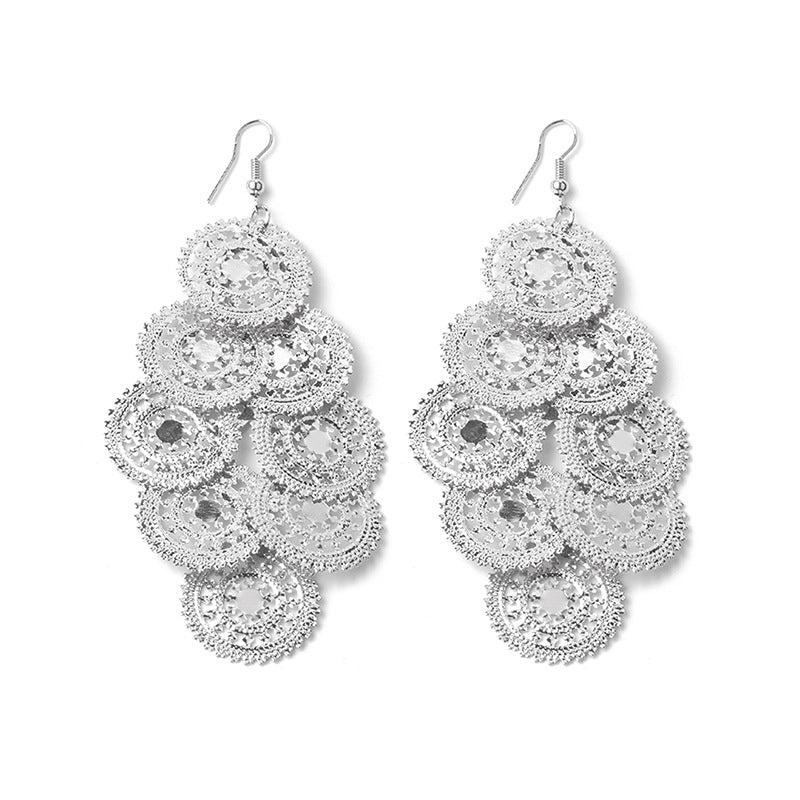 High Profile And Generous Long Hollow Earrings