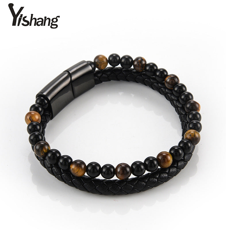 Men's High Quality Natural Red Tigereye Leather Bracelets