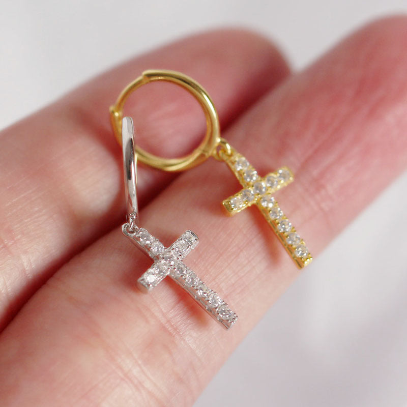 Ear Clip Twin Elegant Cross Diamond Earrings