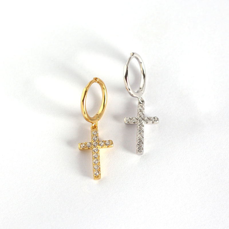 Ear Clip Twin Elegant Cross Diamond Earrings