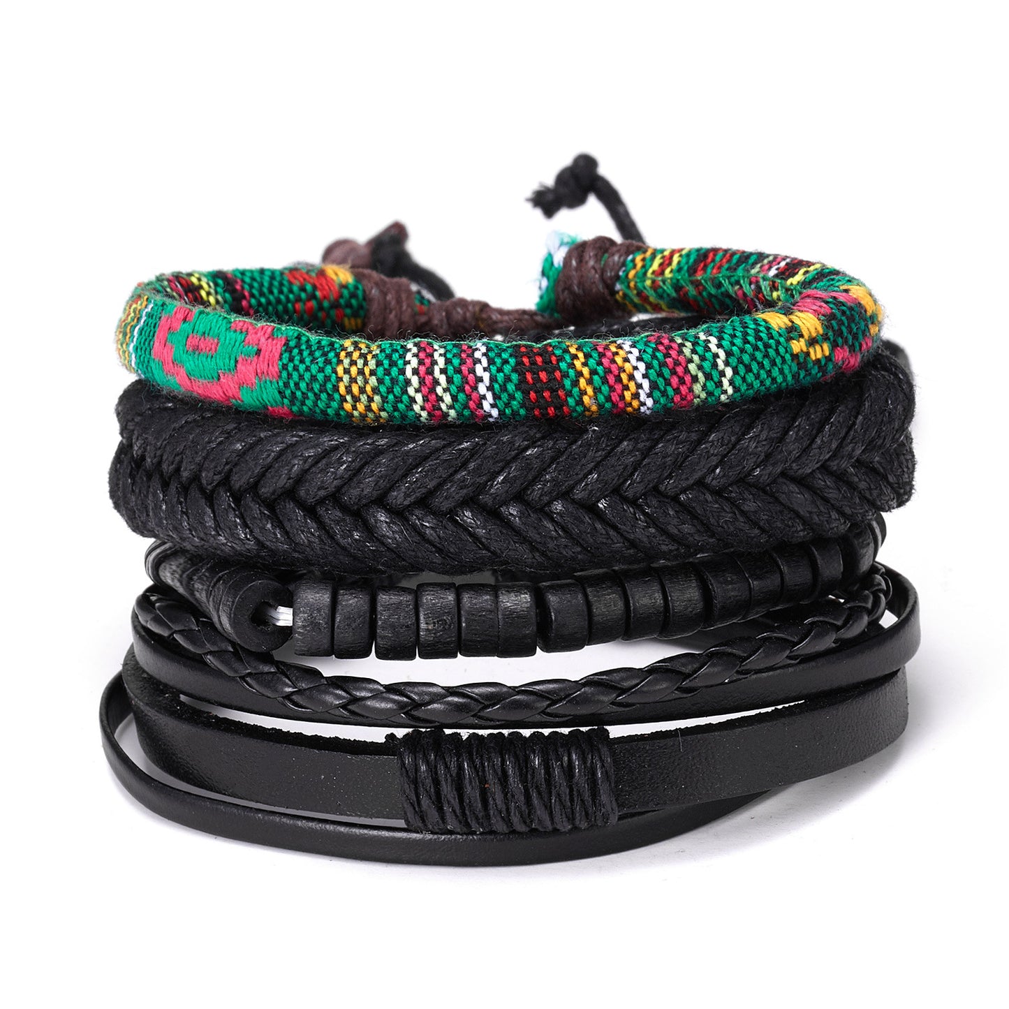 Men's Woven Leather Vintage Jewelry Hipster Bracelets