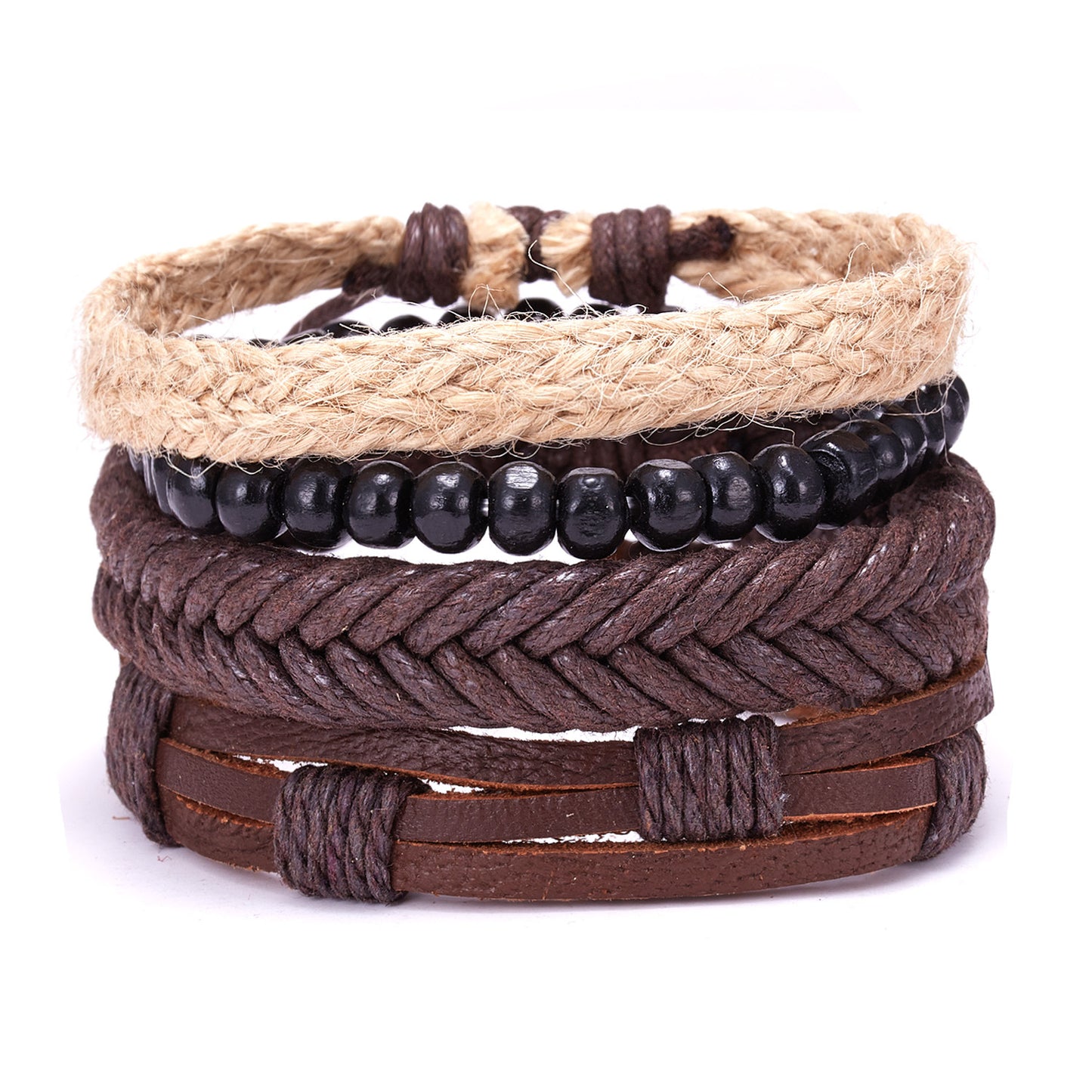 Bracelets hipster en cuir tissé pour hommes, bijoux vintage