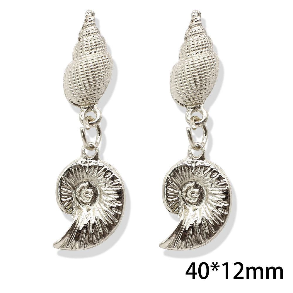 Popular Metal Conch Starfish Shell Vintage Alloy Earrings