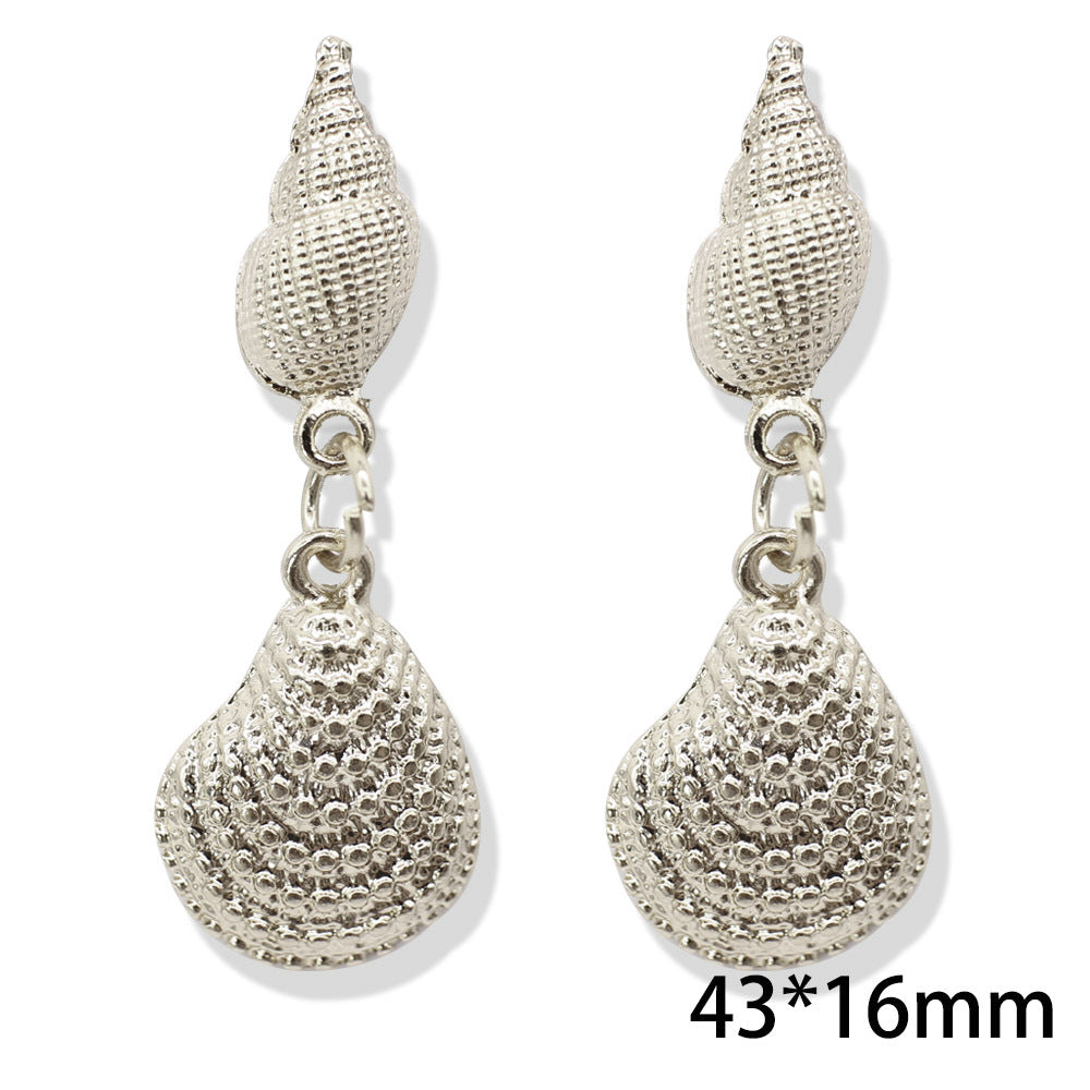 Popular Metal Conch Starfish Shell Vintage Alloy Earrings