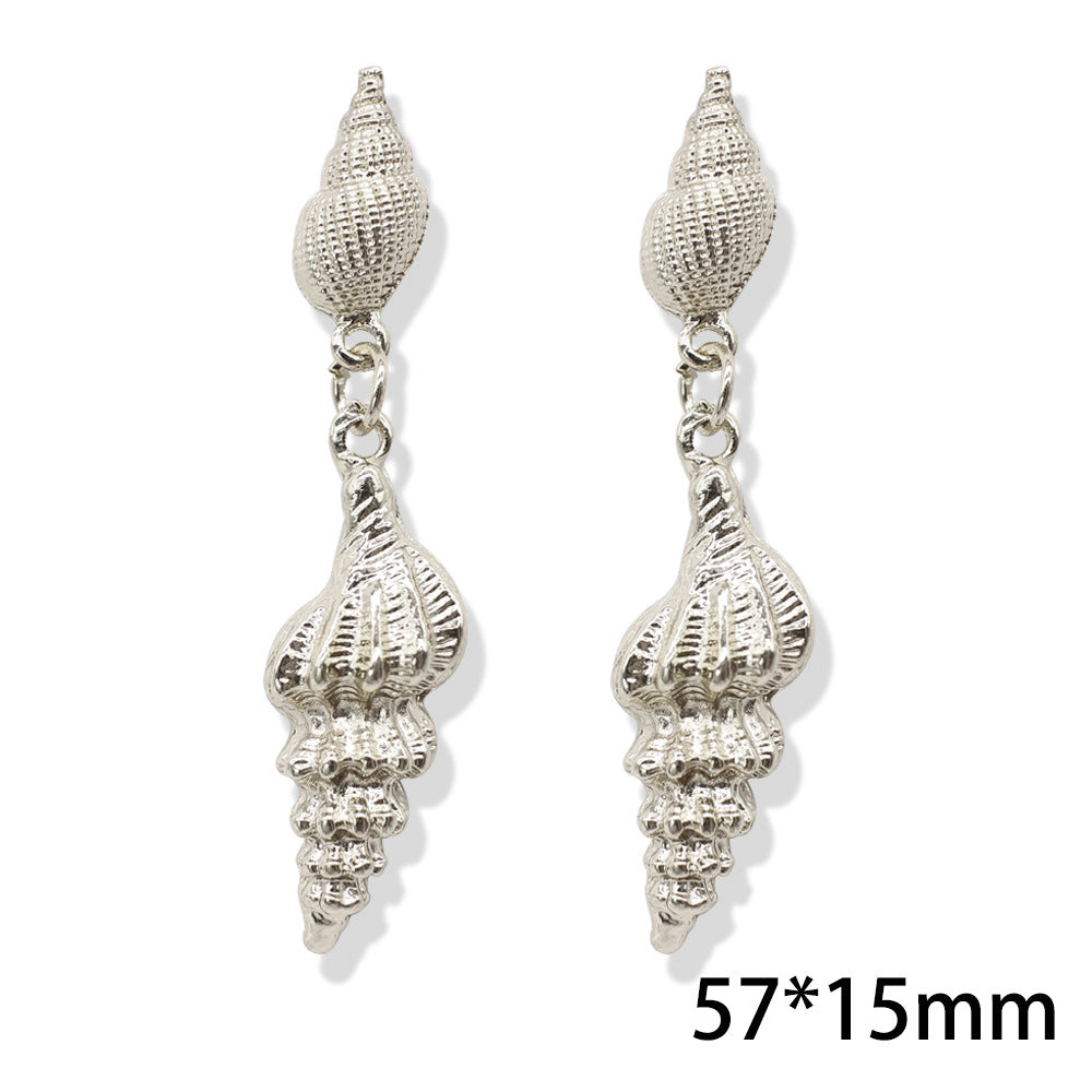 Popular Metal Conch Starfish Shell Vintage Alloy Earrings