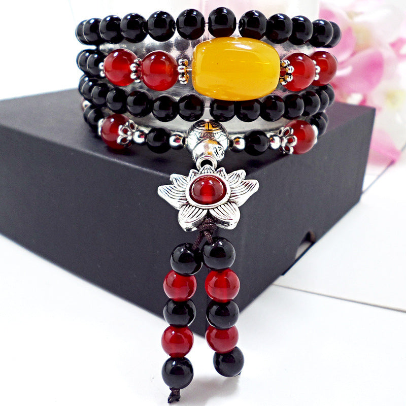 Blue Agate Crystal Retro Pattern Elephant Tourmaline Bracelets