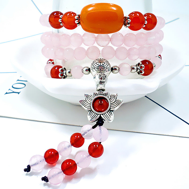Blue Agate Crystal Retro Pattern Elephant Tourmaline Bracelets