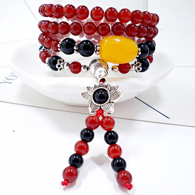Blue Agate Crystal Retro Pattern Elephant Tourmaline Bracelets