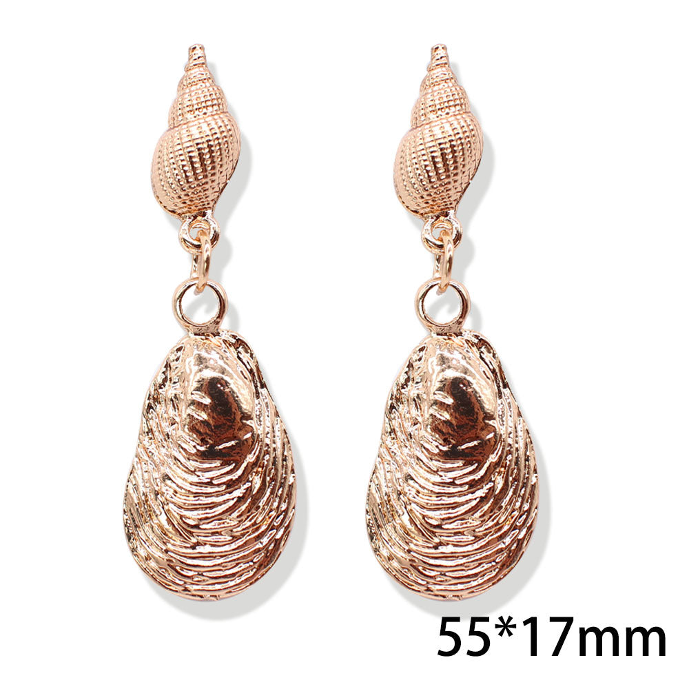 Popular Metal Conch Starfish Shell Vintage Alloy Earrings