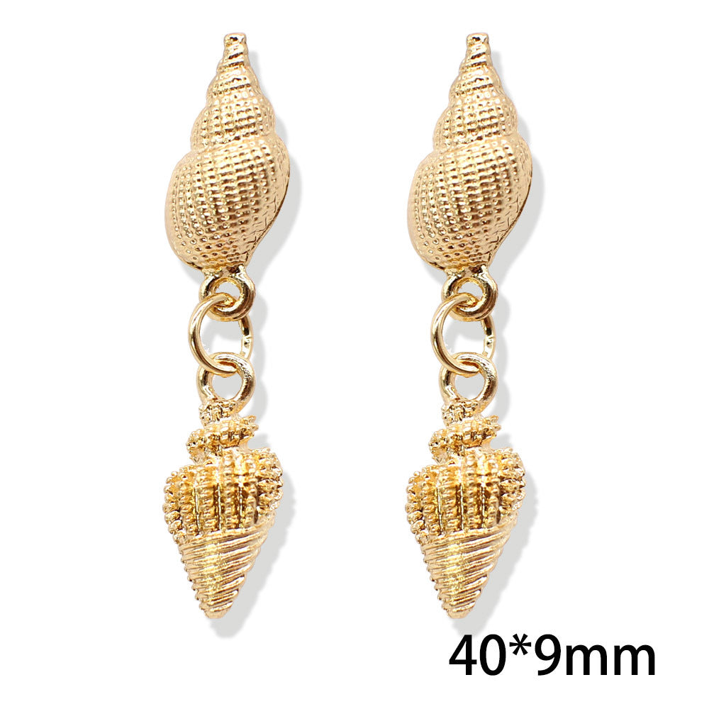 Popular Metal Conch Starfish Shell Vintage Alloy Earrings