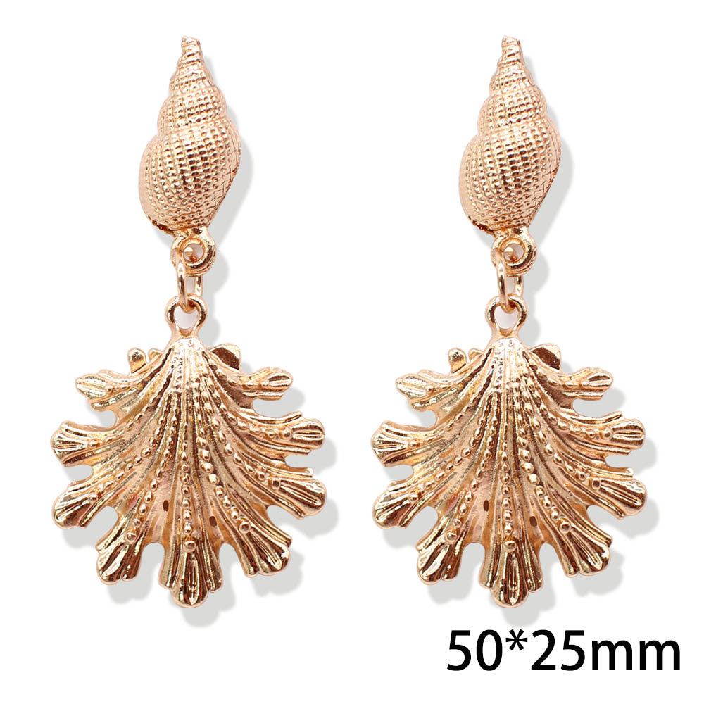 Popular Metal Conch Starfish Shell Vintage Alloy Earrings