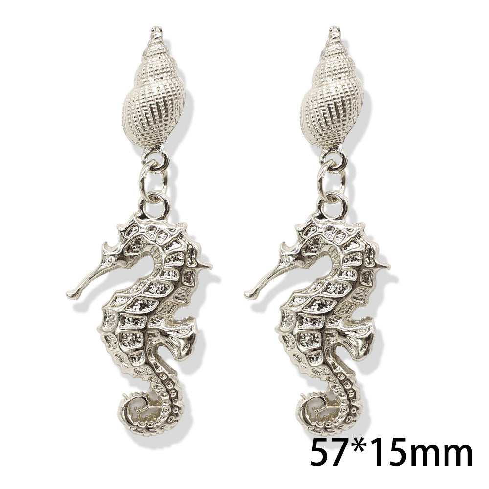 Popular Metal Conch Starfish Shell Vintage Alloy Earrings