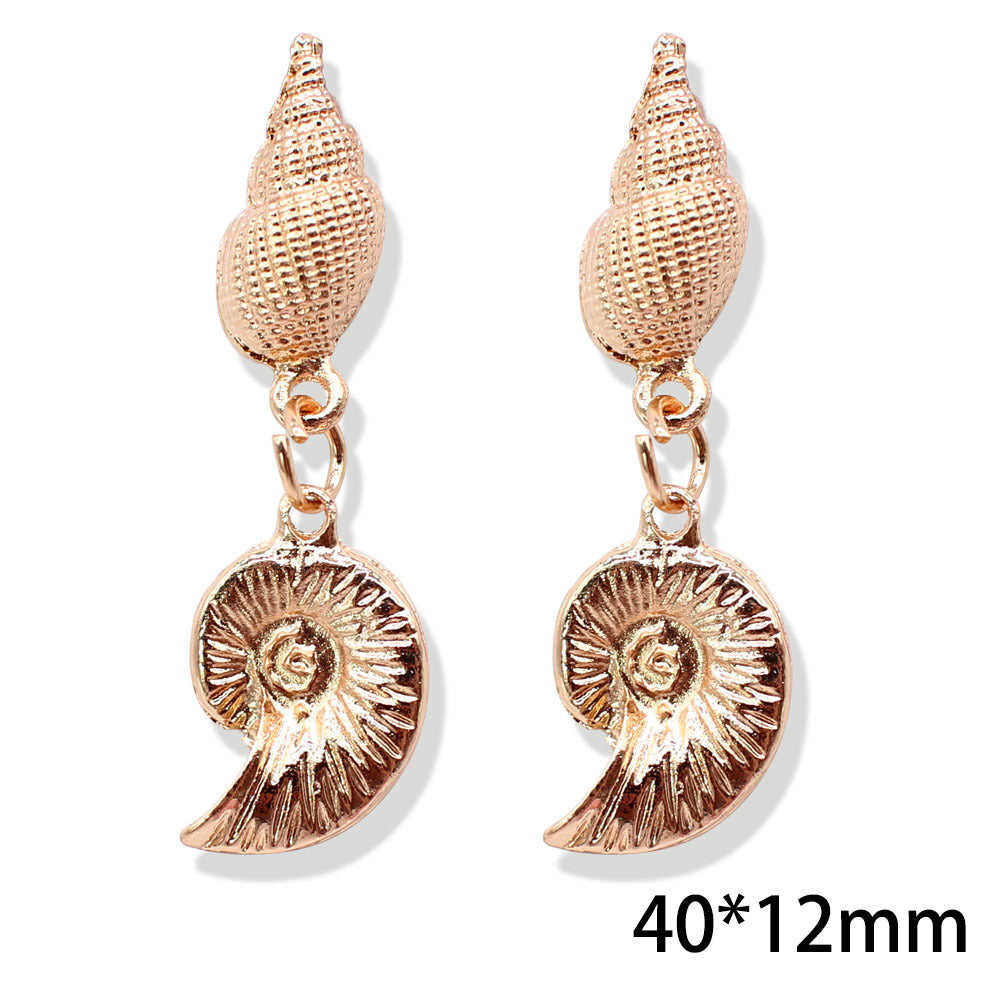 Popular Metal Conch Starfish Shell Vintage Alloy Earrings