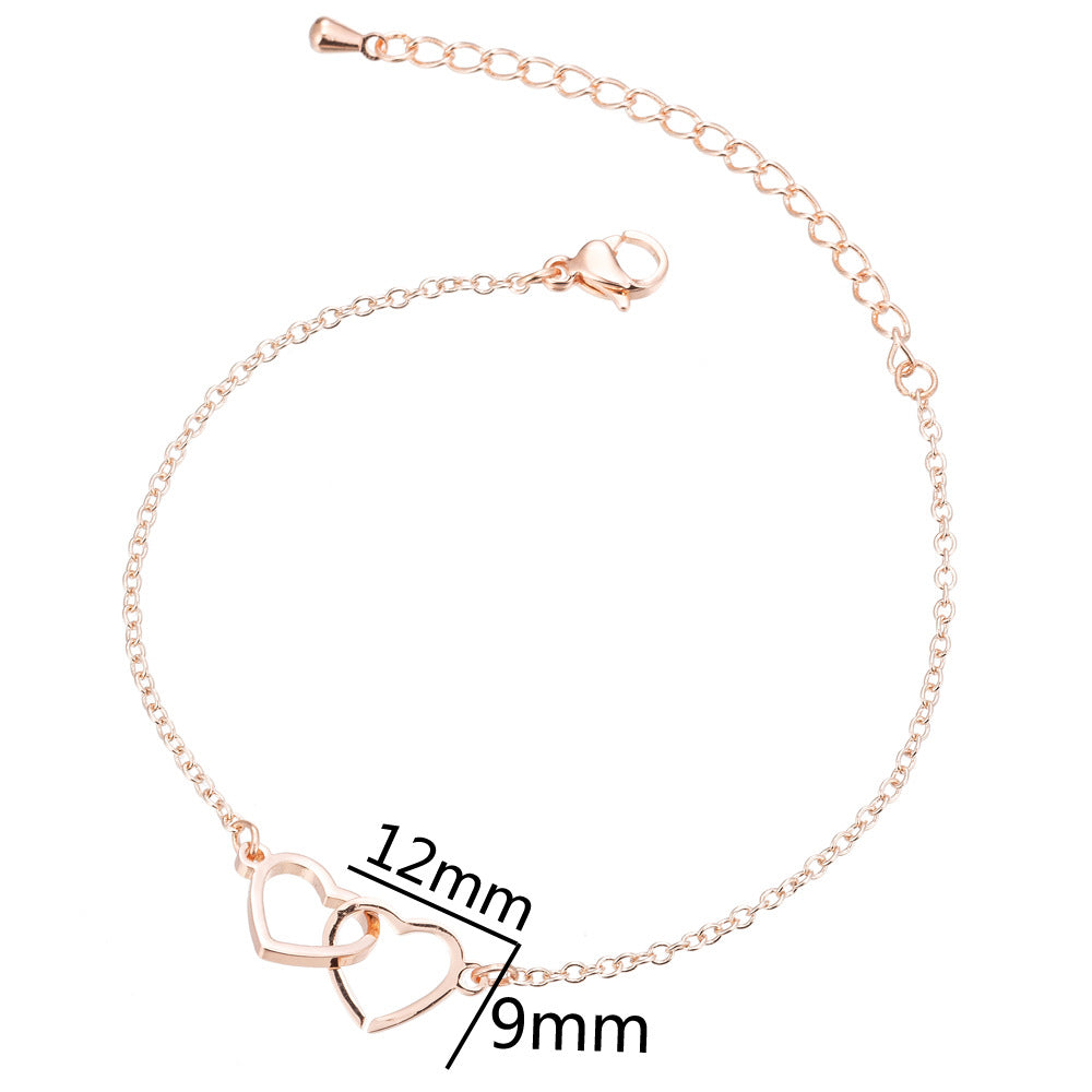 Pendentif cœur à cœur de personnalité, Bracelets d'amour simples pour Couple