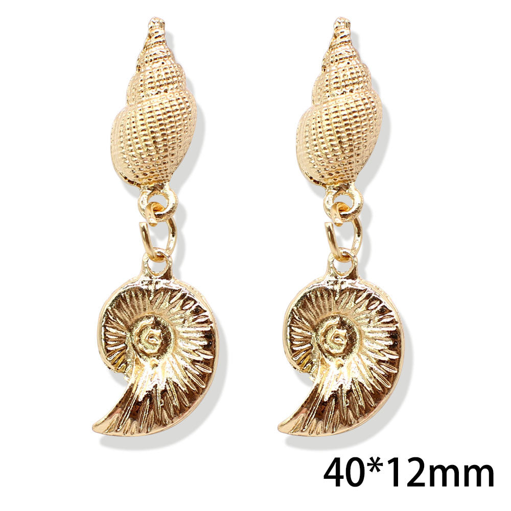 Popular Metal Conch Starfish Shell Vintage Alloy Earrings