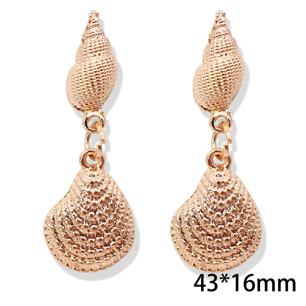 Popular Metal Conch Starfish Shell Vintage Alloy Earrings