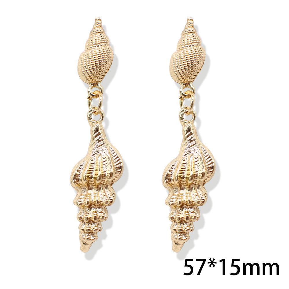 Popular Metal Conch Starfish Shell Vintage Alloy Earrings