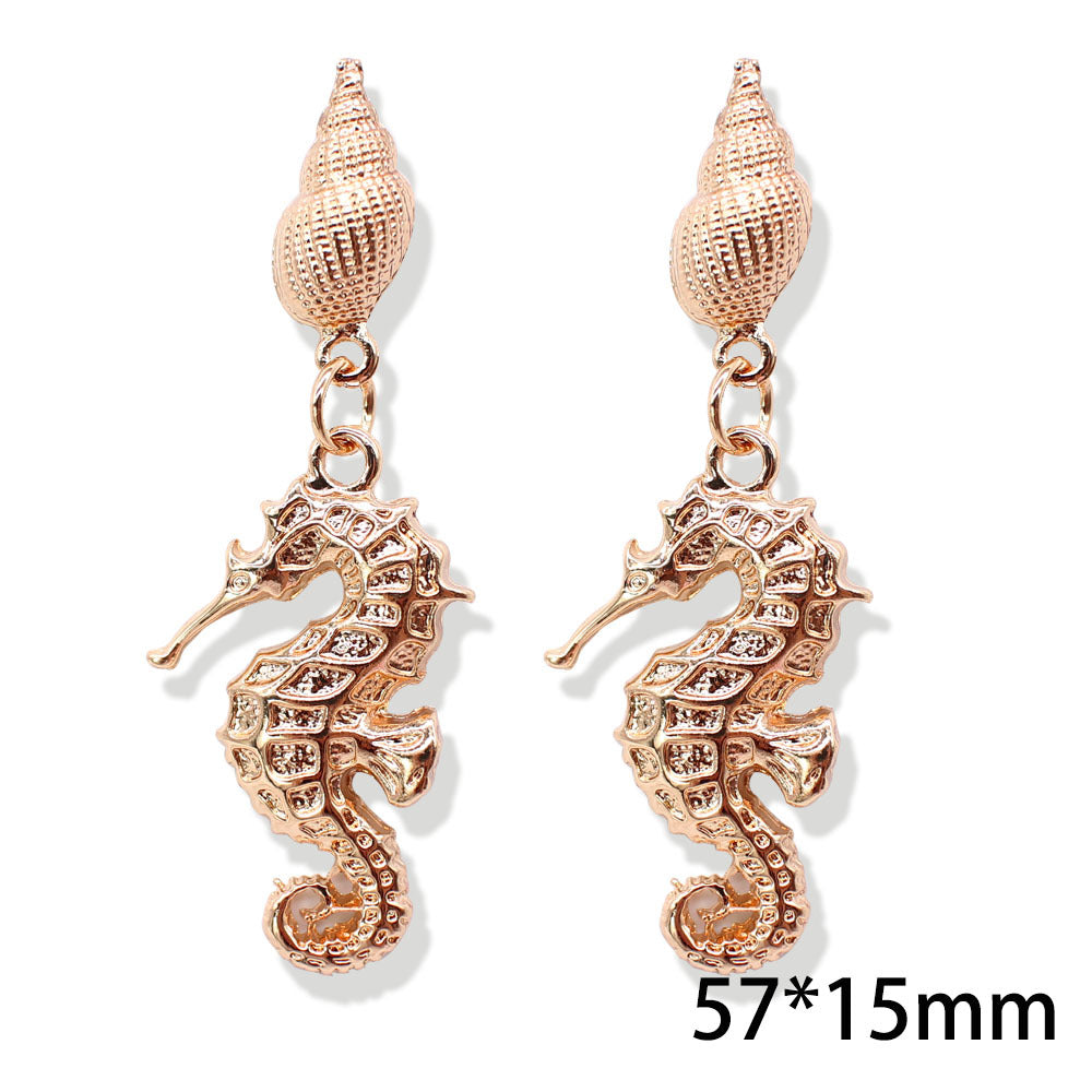 Popular Metal Conch Starfish Shell Vintage Alloy Earrings