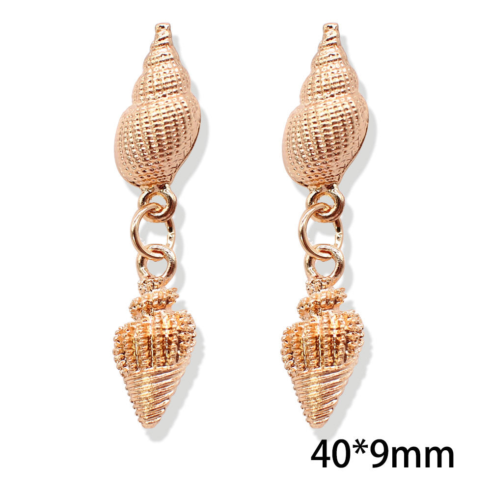 Popular Metal Conch Starfish Shell Vintage Alloy Earrings