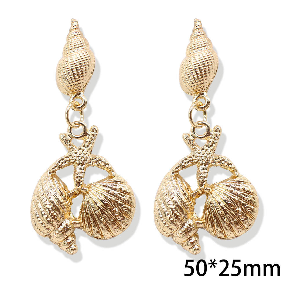 Popular Metal Conch Starfish Shell Vintage Alloy Earrings