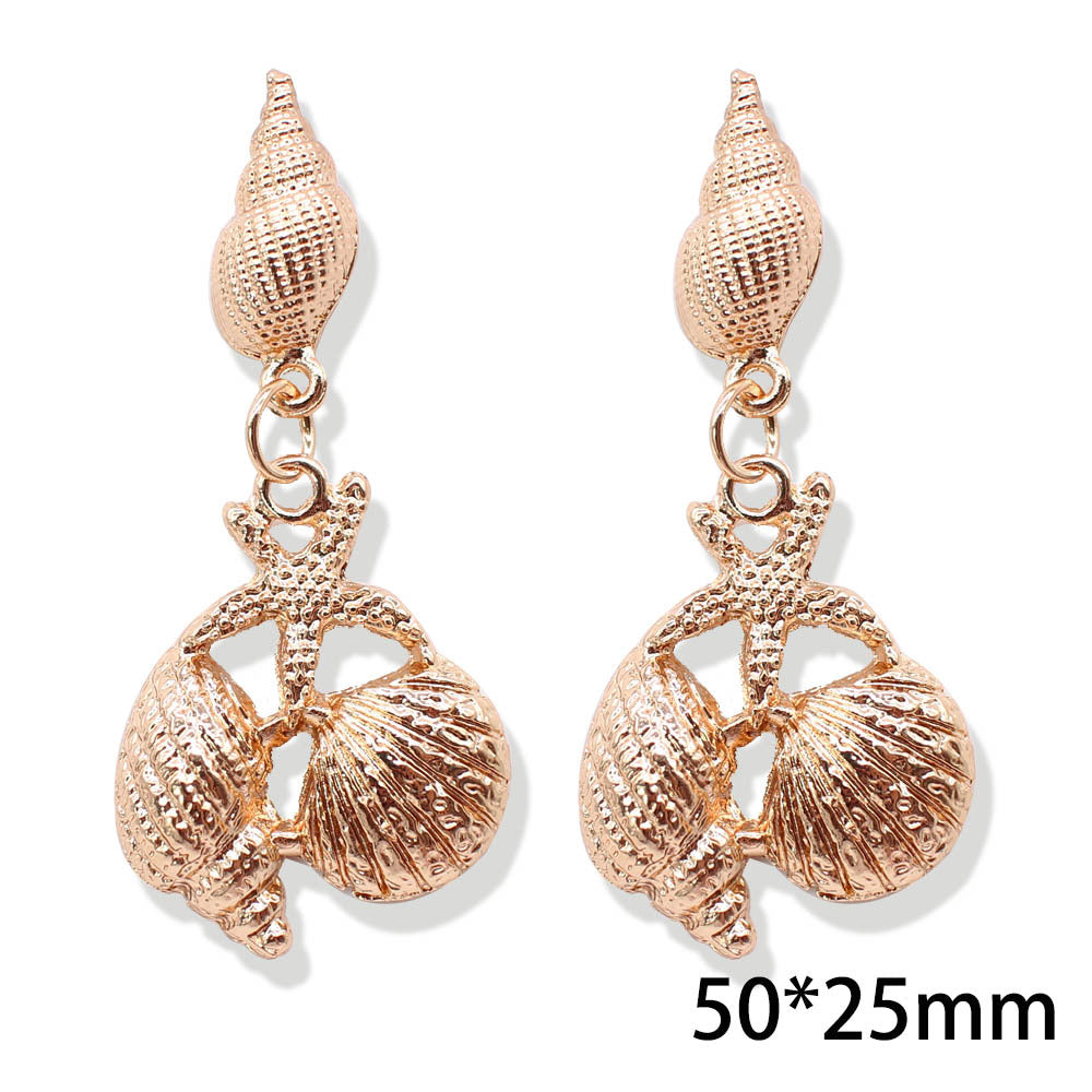 Popular Metal Conch Starfish Shell Vintage Alloy Earrings